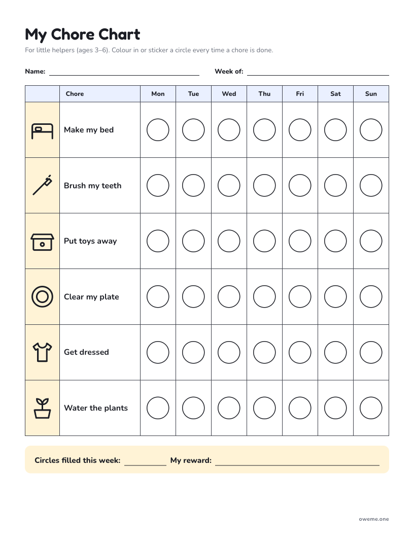 Preview of the printable sheet