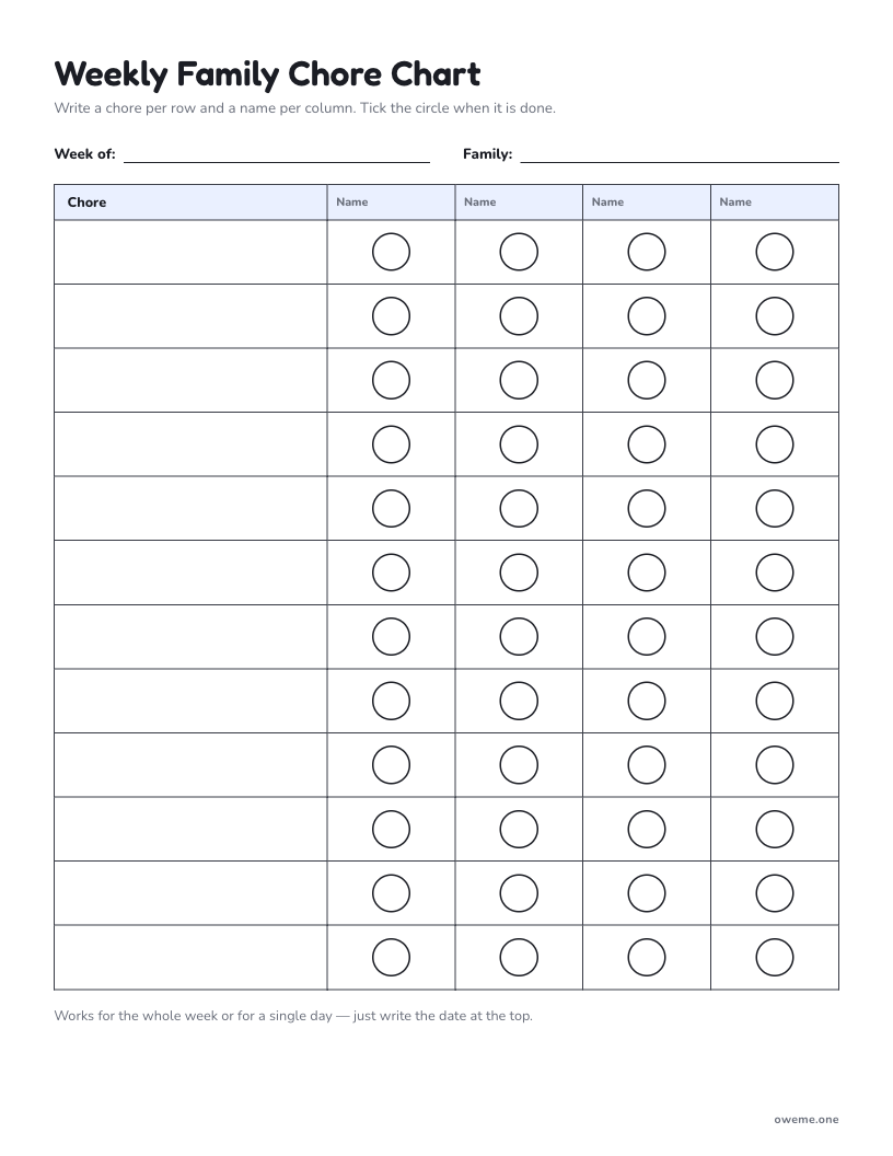 Preview of the printable sheet